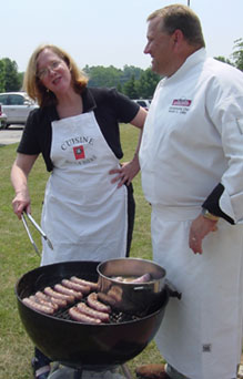 Chef Mike Zeller of Johnsonville Sausage, Sheboygan, WI, shows the best beer brat recipe