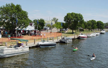 Kayaks along the Fox River in Oshkosh